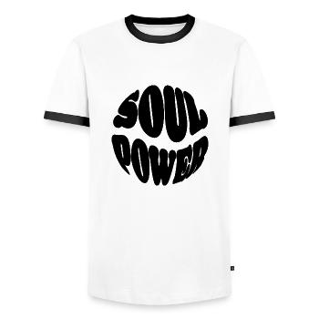 Soul Power - Männer Kontrast-T-Shirt - Weiß/Schwarz - Vorne - AI Model Female 172 light (172cm) & AI Model Male 178 dark (178cm)