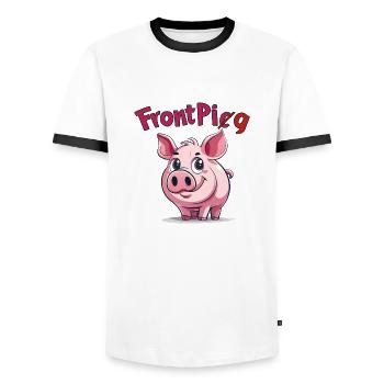 Lustiges Schwein Vorder & Rückansicht - Männer Kontrast-T-Shirt - Weiß/Schwarz - Vorne - AI Model Female 172 light (172cm) & AI Model Male 178 dark (178cm)