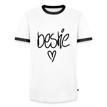Bête de l’amitié - T-shirt contrasté Homme - blanc/noir - Devant - AI Model Female 172 light (172cm) & AI Model Male 178 dark (178cm)