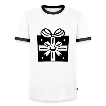 Petite boite cadeau - T-shirt contrasté Homme - blanc/noir - Devant - AI Model Female 172 light (172cm) & AI Model Male 178 dark (178cm)