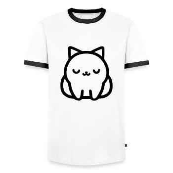 chat - T-shirt contrasté Homme - blanc/noir - Devant - AI Model Female 172 light (172cm) & AI Model Male 178 dark (178cm)