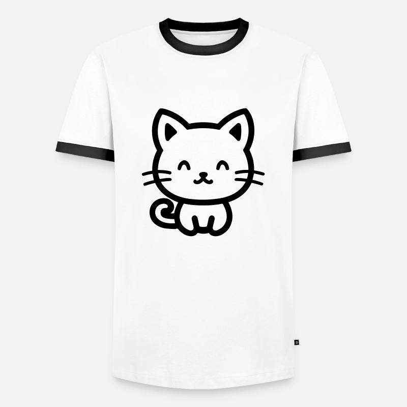 cat - Men's Ringer Shirt - white/black