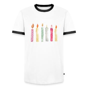 6e anniversaire bougie - T-shirt contrasté Homme - blanc/noir - Devant - AI Model Female 172 light (172cm) & AI Model Male 178 dark (178cm)