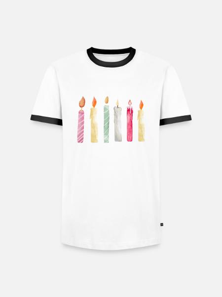 6th Anniversary Candle - Men's Ringer Shirt - white/black