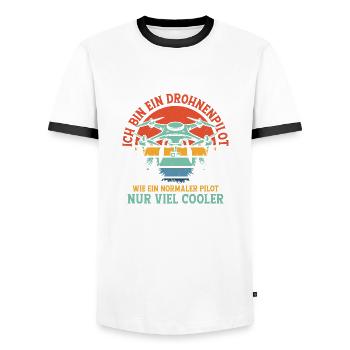 Je suis un pilote de drone Quadricoptère Drone RC - T-shirt contrasté Homme - blanc/noir - Devant - AI Model Female 172 light (172cm) & AI Model Male 178 dark (178cm)