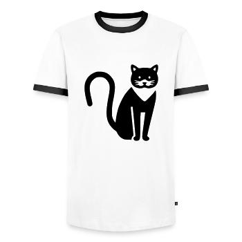 Katze - Männer Kontrast-T-Shirt - Weiß/Schwarz - Vorne - AI Model Female 172 light (172cm) & AI Model Male 178 dark (178cm)