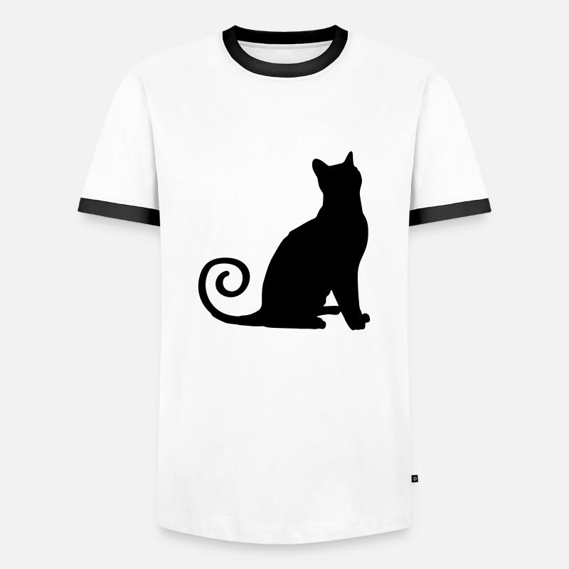 katze silhouette - Männer Kontrast-T-Shirt - Weiß/Schwarz