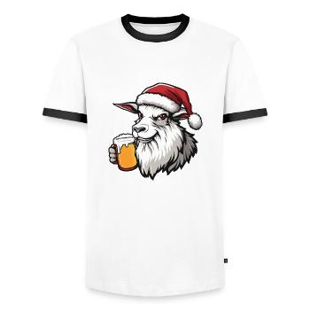 Bergziege Weihnachten Bier - Männer Kontrast-T-Shirt - Weiß/Schwarz - Vorne - AI Model Female 172 light (172cm) & AI Model Male 178 dark (178cm)