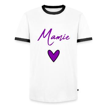 GRANNY. MOTHER'S DAY. HAPPY BIRTHDAY GRANDMA. I LOVE YOU - Men's Ringer Shirt - white/black - Front - AI Model Female 172 light (172cm) & AI Model Male 178 dark (178cm)