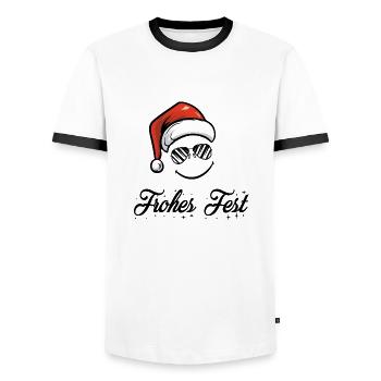frohes fest nikolaus - Männer Kontrast-T-Shirt - Weiß/Schwarz - Vorne - AI Model Female 172 light (172cm) & AI Model Male 178 dark (178cm)