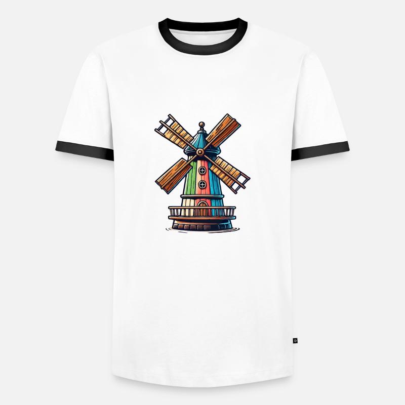 windmill - Men's Ringer Shirt - white/black