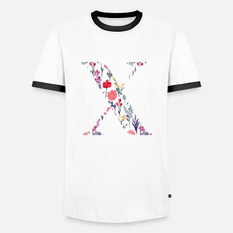 Personalisierter Blumenbuchstabe x - Geschenkidee - Männer Kontrast-T-Shirt - Weiß/Schwarz