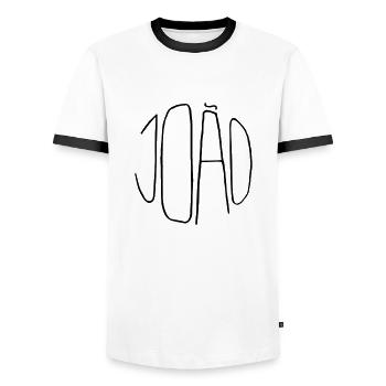 Joao - T-shirt contrasté Homme - blanc/noir - Devant - AI Model Female 172 light (172cm) & AI Model Male 178 dark (178cm)