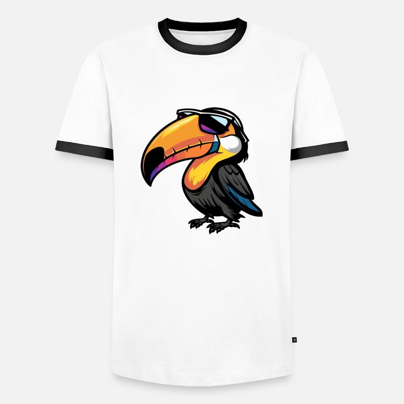 Tukan Vogel Comic Cool - Männer Kontrast-T-Shirt - Weiß/Schwarz