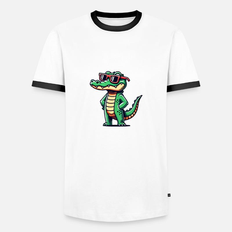 Crocodile Comic Cool - Men's Ringer Shirt - white/black