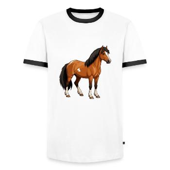 New Forest Pony-Rolle - Männer Kontrast-T-Shirt - Weiß/Schwarz - Vorne - AI Model Female 172 light (172cm) & AI Model Male 178 dark (178cm)