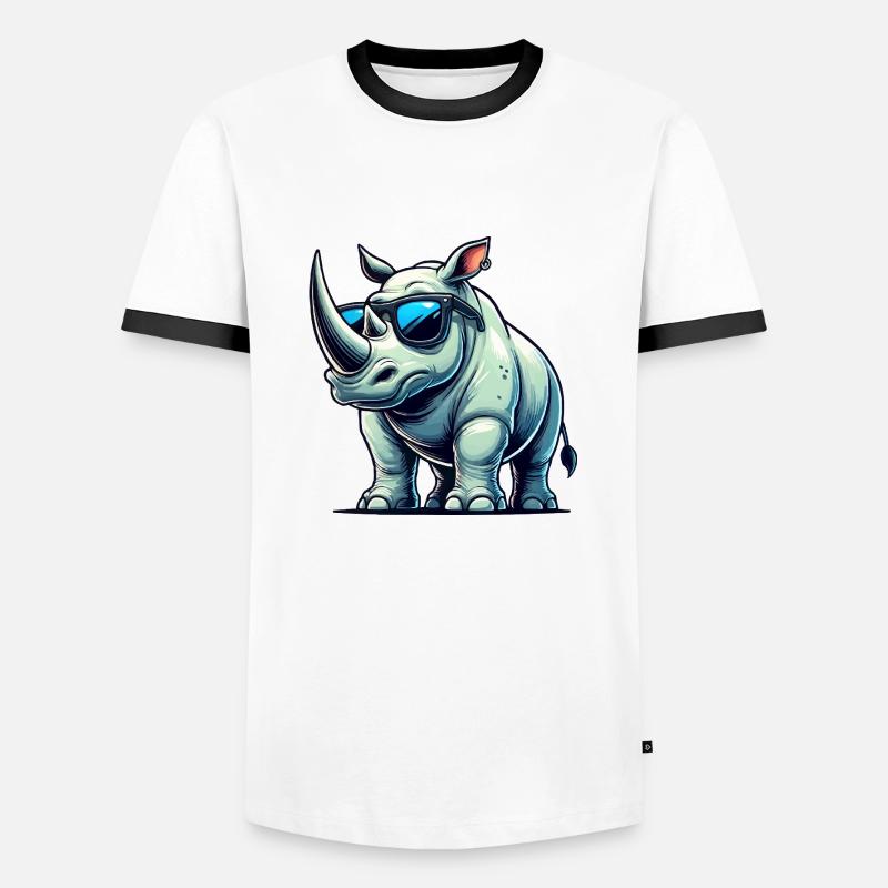 Rhino Comic - Men's Ringer Shirt - white/black