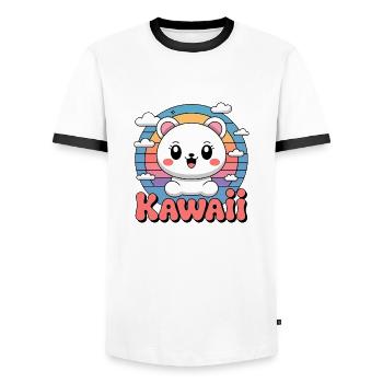 Kawaii Anime – Süßes Manga Design für Otakus Teddy - Männer Kontrast-T-Shirt - Weiß/Schwarz - Vorne - AI Model Female 172 light (172cm) & AI Model Male 178 dark (178cm)