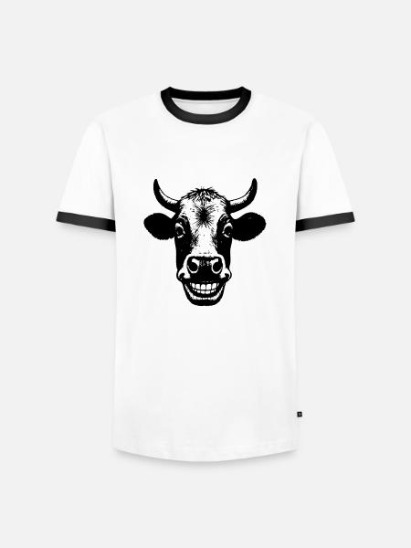 Grinning Cow - Men's Ringer Shirt - white/black