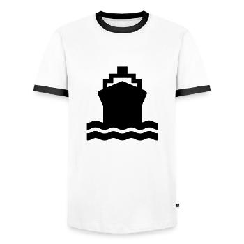 Black and white ferryboat - Men's Ringer Shirt - white/black - Front - AI Model Female 172 light (172cm) & AI Model Male 178 dark (178cm)
