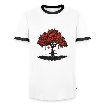 hearttree_2f - Männer Kontrast-T-Shirt - Weiß/Schwarz - Vorne - AI Model Female 172 light (172cm) & AI Model Male 178 dark (178cm)