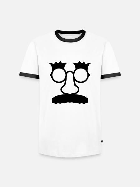 Groucho Marx glasses with mustache and cardboard - Men's Ringer Shirt - white/black