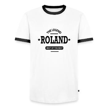 roland - Männer Kontrast-T-Shirt - Weiß/Schwarz - Vorne - AI Model Female 172 light (172cm) & AI Model Male 178 dark (178cm)