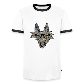 Hipster Wolf - Men's Ringer Shirt - white/black - Front - AI Model Female 172 light (172cm) & AI Model Male 178 dark (178cm)