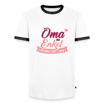 Oma - Männer Kontrast-T-Shirt - Weiß/Schwarz - Vorne - AI Model Female 172 light (172cm) & AI Model Male 178 dark (178cm)