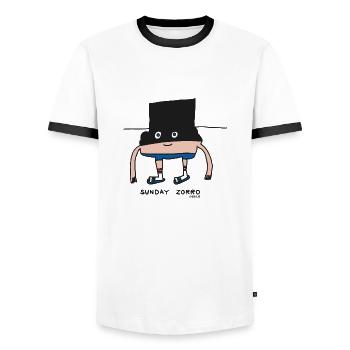 Sunday Zorro by Cheslo - Men's Ringer Shirt - white/black - Front - AI Model Female 172 light (172cm) & AI Model Male 178 dark (178cm)