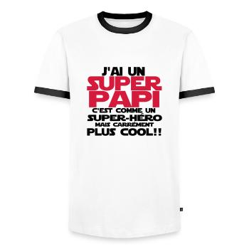 j'ai un super papi - T-shirt contrasté Homme - blanc/noir - Devant - AI Model Female 172 light (172cm) & AI Model Male 178 dark (178cm)