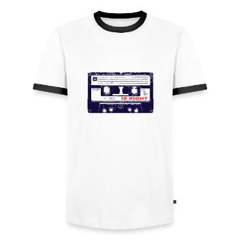 Tape Is Right - Men's Ringer Shirt - white/black - Front - AI Model Female 172 light (172cm) & AI Model Male 178 dark (178cm)