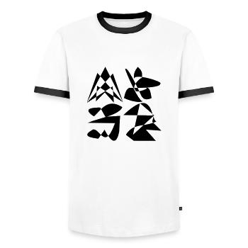 Motif four figures black white - Men's Ringer Shirt - white/black - Front - AI Model Female 172 light (172cm) & AI Model Male 178 dark (178cm)