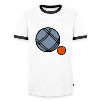 petanque boule sport17 - T-shirt contrasté Homme - blanc/noir - Devant - AI Model Female 172 light (172cm) & AI Model Male 178 dark (178cm)