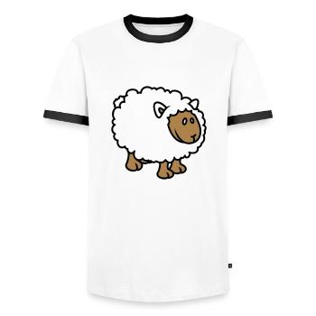 schaf - Männer Kontrast-T-Shirt - Weiß/Schwarz - Vorne - AI Model Female 172 light (172cm) & AI Model Male 178 dark (178cm)