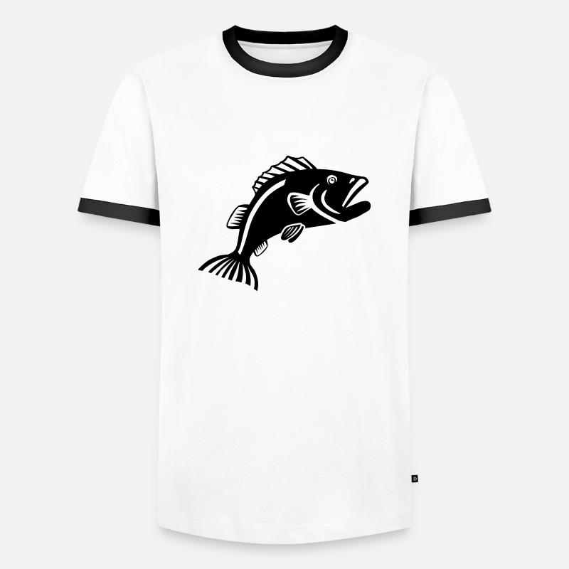 Fisch - Männer Kontrast-T-Shirt - Weiß/Schwarz