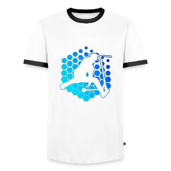 Scooter Stunt Men's Scooter Stunt Scooter - Men's Ringer Shirt - white/black - Front - AI Model Female 172 light (172cm) & AI Model Male 178 dark (178cm)