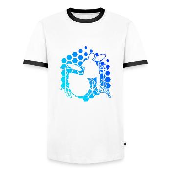 Kit de batterie de batteur de batteur féminin - T-shirt contrasté Homme - blanc/noir - Devant - AI Model Female 172 light (172cm) & AI Model Male 178 dark (178cm)