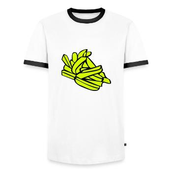 Frites ou des chips - T-shirt contrasté Homme - blanc/noir - Devant - AI Model Female 172 light (172cm) & AI Model Male 178 dark (178cm)