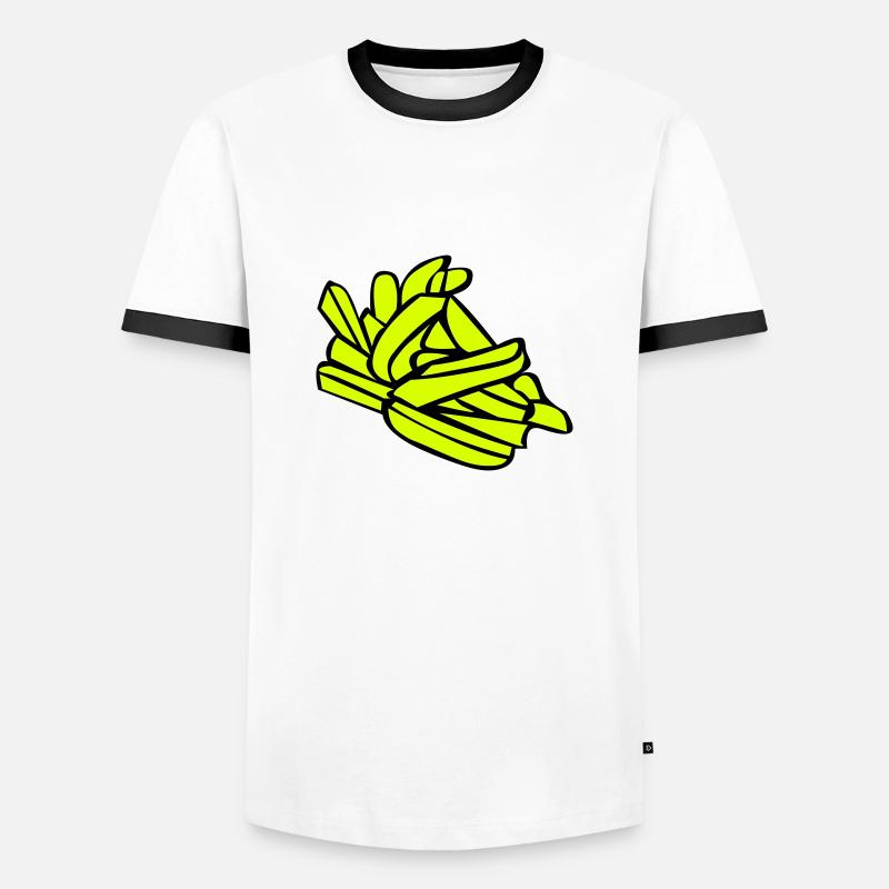 Pommes frites oder Chips - Männer Kontrast-T-Shirt - Weiß/Schwarz