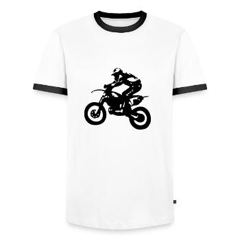 Motocross Fahrer Motorrad Motorsport - Männer Kontrast-T-Shirt - Weiß/Schwarz - Vorne - AI Model Female 172 light (172cm) & AI Model Male 178 dark (178cm)