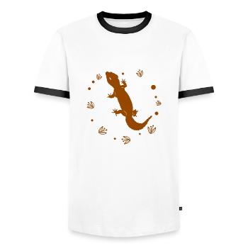 Salamandre - Animal amphibien - T-shirt contrasté Homme - blanc/noir - Devant - AI Model Female 172 light (172cm) & AI Model Male 178 dark (178cm)