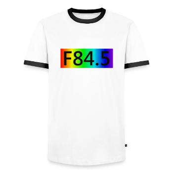 F84.5 - Spektrum - Männer Kontrast-T-Shirt - Weiß/Schwarz - Vorne - AI Model Female 172 light (172cm) & AI Model Male 178 dark (178cm)