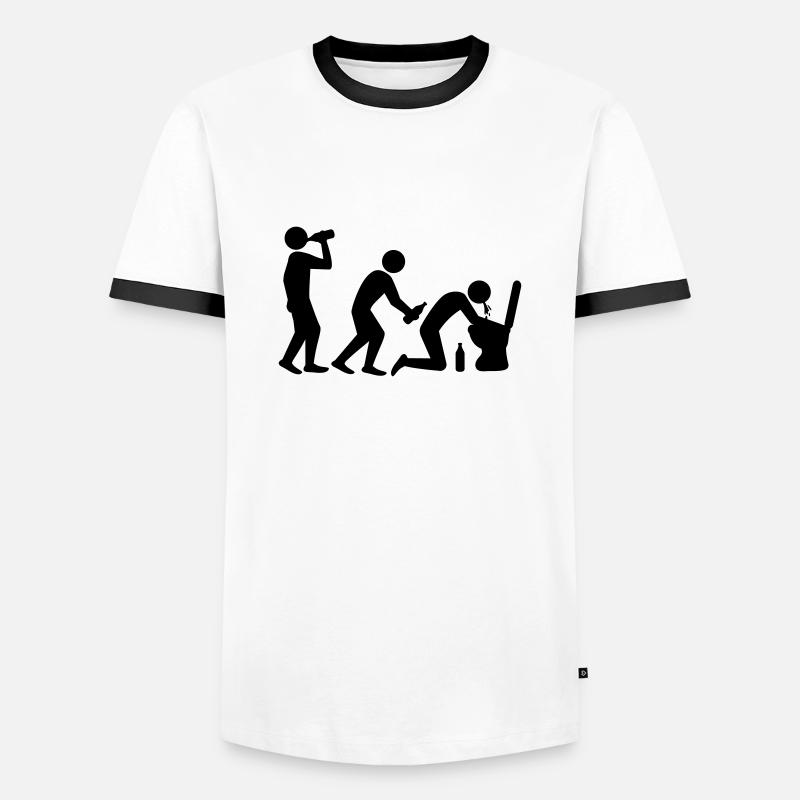 Drunken Evolution - Men's Ringer Shirt - white/black