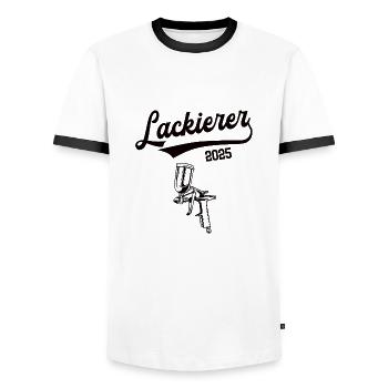 Lackierer 2025 Beruf Lackiererei Lehre Lehrling - Männer Kontrast-T-Shirt - Weiß/Schwarz - Vorne - AI Model Female 172 light (172cm) & AI Model Male 178 dark (178cm)