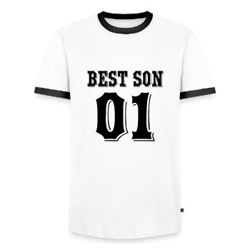 Bester Papa Vater Sohn Partnerlook Best Dad Son 01 - Männer Kontrast-T-Shirt - Weiß/Schwarz - Vorne - AI Model Female 172 light (172cm) & AI Model Male 178 dark (178cm)
