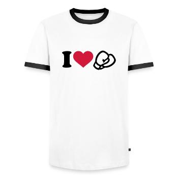 I love Boxing - Men's Ringer Shirt - white/black - Front - AI Model Female 172 light (172cm) & AI Model Male 178 dark (178cm)