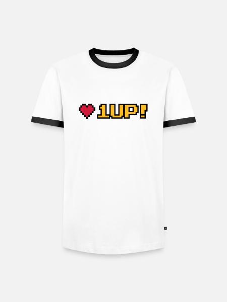 8-Bit 1UP - Men's Ringer Shirt - white/black