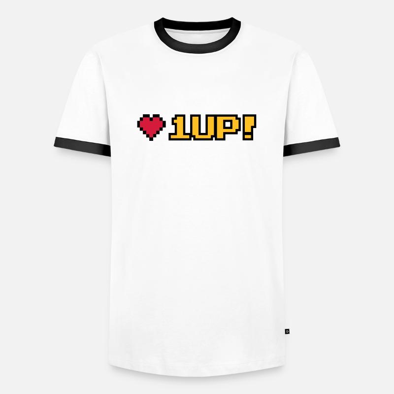 8-Bit 1UP - Men's Ringer Shirt - white/black