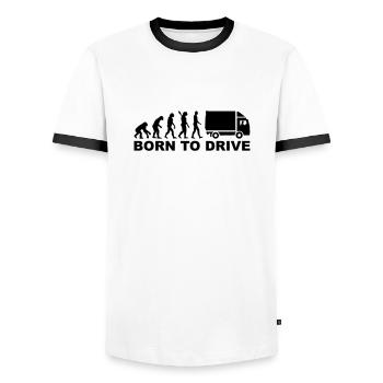 LKW - Männer Kontrast-T-Shirt - Weiß/Schwarz - Vorne - AI Model Female 172 light (172cm) & AI Model Male 178 dark (178cm)